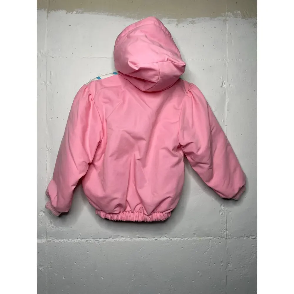Vintage Weather Tamer Girls Puffy Pink Hooded Jacket Coat Size 6 Made in USA